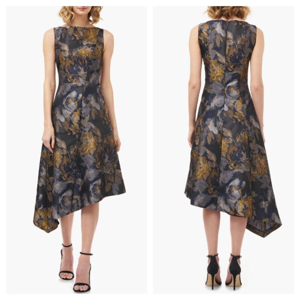 Kay Unger Carmella Dijon Asymmetrical Cocktail Dress